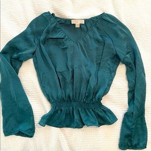 Michael Kors Satin Emerald Green Top